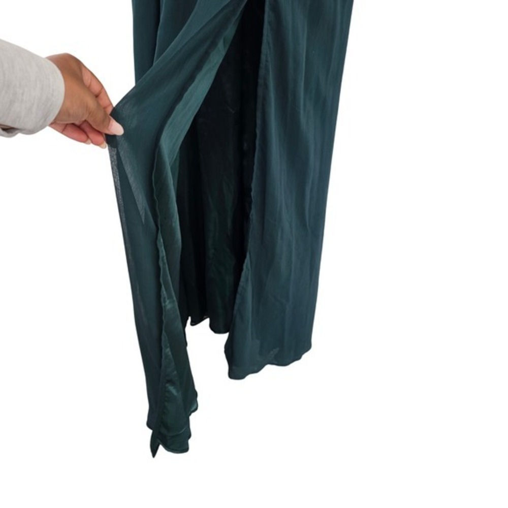 Lulus Maxi Dress Women Medium Green NWT Long Sleeve V-Neck Chiffon Evening Gown - Picture 6 of 8